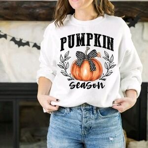 Gildan White Pumpkin Season Sweatshirt